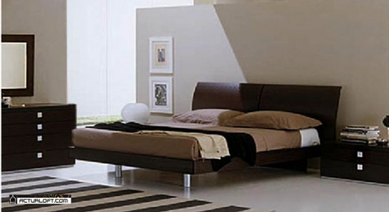Cama. Diseño con temporáneo, esta excelente alcoba de madera cedro color caramelo con herrajes en acero en los cajones, es ideal para tu hogar, Ref.A 003