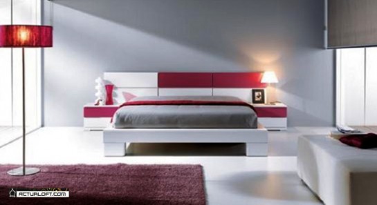 Cama. Look fresco, color marfil con detalles de pintura color cereza en los cajones superiores y el cabecero es una buena opción para un espacio con estilo Ref.A 010